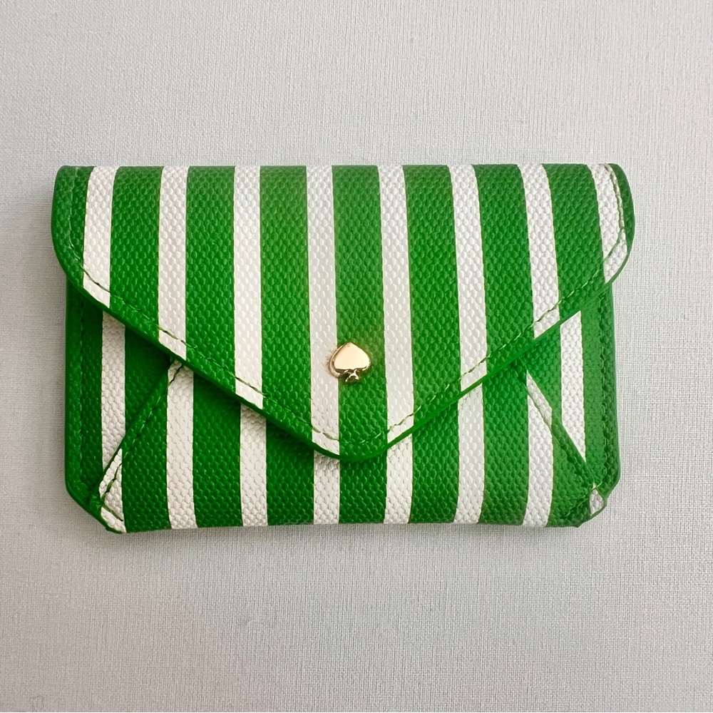 Kate Spade x Target Green and White Stripe Envelope/Card Holder NWT